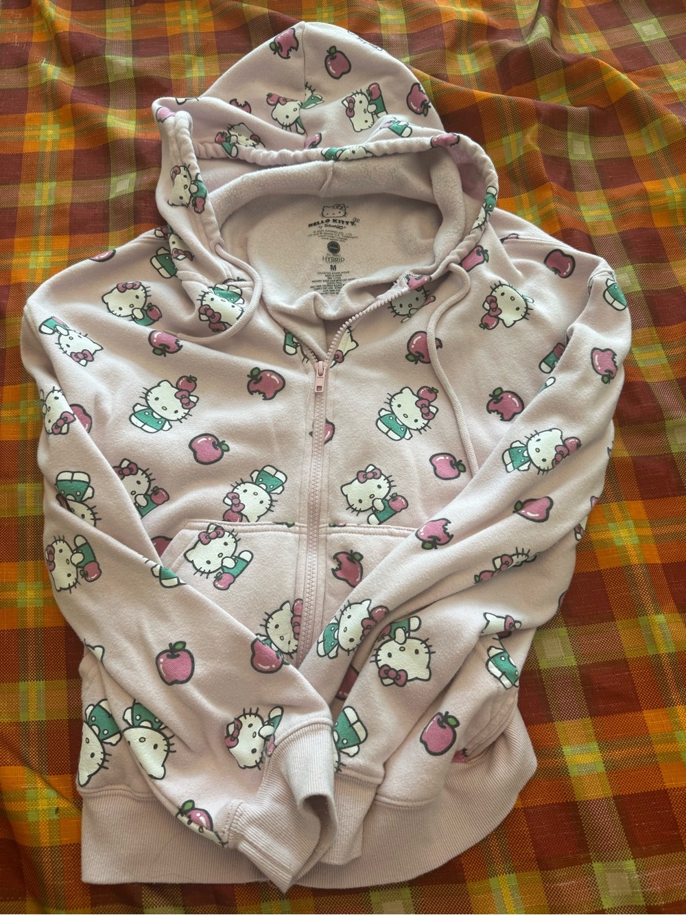 Sanrio Hello Kitty & Apples All Over Print Fleece Zip Hoodie Medium